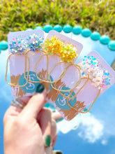 Load image into Gallery viewer, Iridescent Flower Hoops: Iridescent / Rectangle