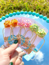 Load image into Gallery viewer, Iridescent Flower Hoops: Iridescent / Rectangle