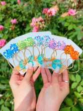 Load image into Gallery viewer, Iridescent Flower Hoops: Iridescent / Rectangle