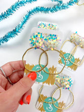 Load image into Gallery viewer, Iridescent Flower Hoops: Iridescent / Rectangle