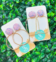 Load image into Gallery viewer, Glitter Top Hoops: Rose/Mix / Round