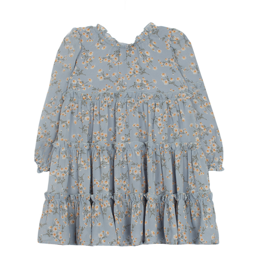 Blue - Dream of Daises Tiered Chiffon Dress - Mabel and Honey