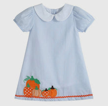 Load image into Gallery viewer, Light Blue Seersucker Pumpkin A-Line Dress - Lil Cactus
