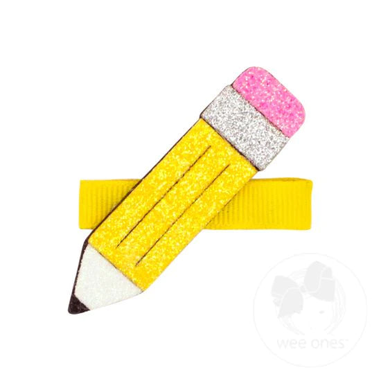 Wee One- Glittered Pencil Alligator Clip