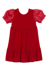 Load image into Gallery viewer, Red - Noella Organza Sleeve Velvet Dress - Isobella and Chloe

