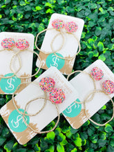 Load image into Gallery viewer, Glitter Top Hoops: Rose/Mix / Round