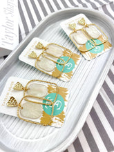 Load image into Gallery viewer, White Shimmer Oval Hoops