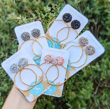 Load image into Gallery viewer, Glitter Top Hoops: Rose/Mix / Round