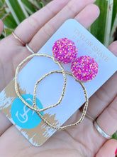 Load image into Gallery viewer, Glitter Top Hoops: Rose/Mix / Round