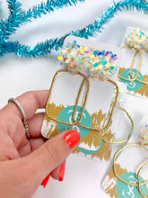 Load image into Gallery viewer, Iridescent Flower Hoops: Iridescent / Rectangle