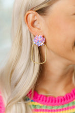 Load image into Gallery viewer, Iridescent Flower Hoops: Iridescent / Rectangle