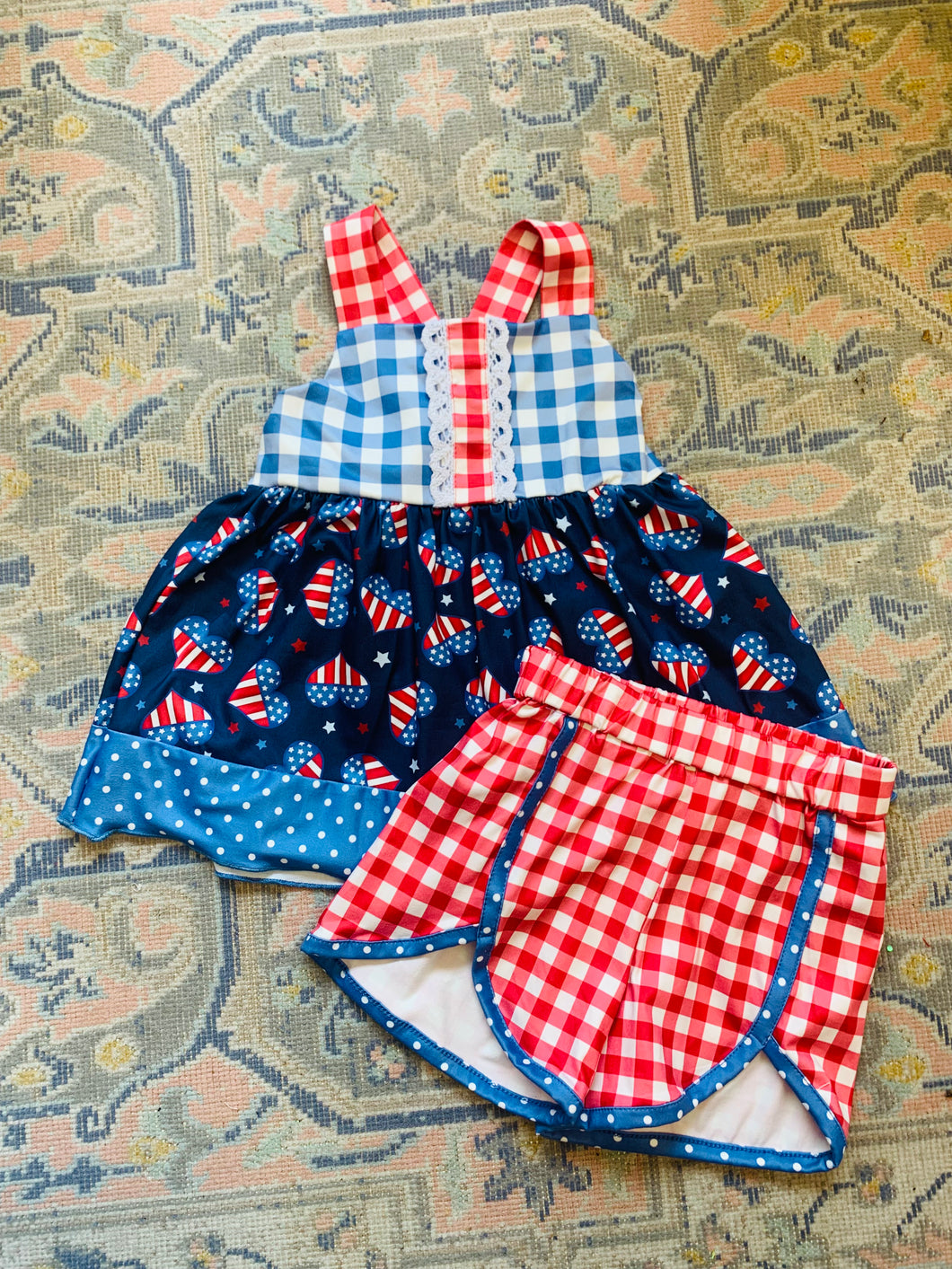 Red White and Blue Patriotic Short Set