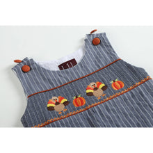 Load image into Gallery viewer, LIL Cactus - Stripe Turkey Smocked Overalls
