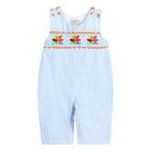 Load image into Gallery viewer, LIL Cactus - Pinstripe Turkey Smocked Overalls
