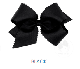 King Black Grosgrain Bow with Scallop Edge
