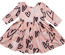 Load image into Gallery viewer, Mila and Rose - Peach Hand Drawn Heart Dress

