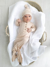 Load image into Gallery viewer, Knotted Baby Gown and HAT AND HEADBAND Set (Newborn - 3 mo.) - Sand
