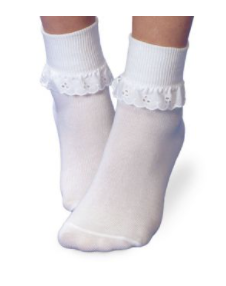 Jeffery's Socks - Eyelet Lace Turn Cuff Socks - 1 Pair - White