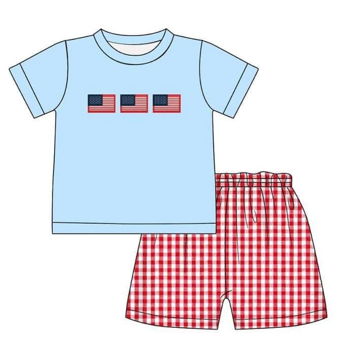 Patriotic Flag Embroidered Boys