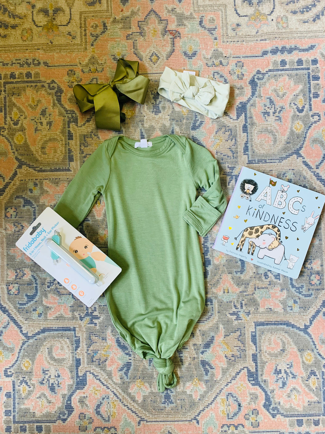 Angel Dear - Bamboo Epsom Green Gown - 0-3 months