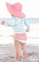 Load image into Gallery viewer, RuffleButtsChase the Rainbow One Piece Rash Guard
