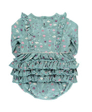Load image into Gallery viewer, RuffleButts - Falling Flora Long Sleeve Waterfall Bubble Romper
