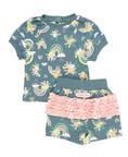 Load image into Gallery viewer, RuffleButts - Floral Rainbow Short Sleeve Play Set

