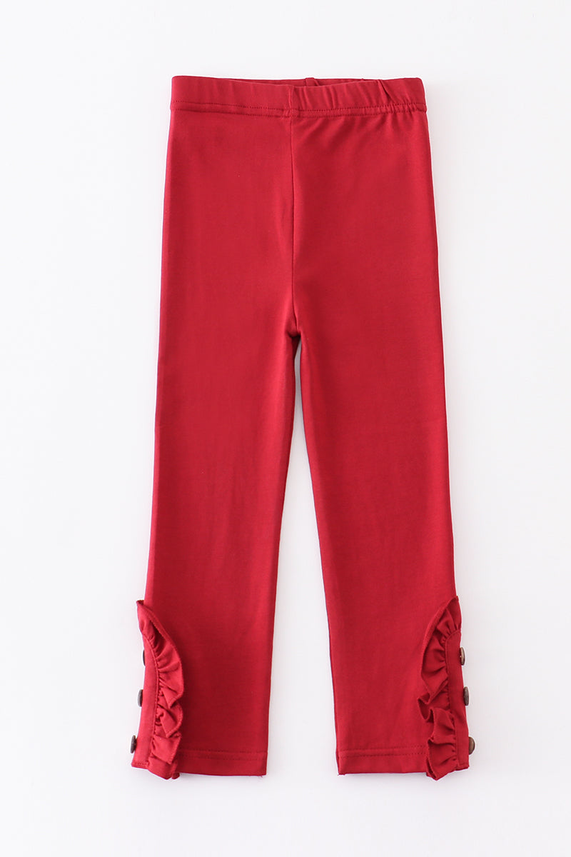 Red Ruffle leggings with buttons