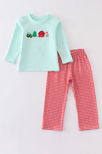 Load image into Gallery viewer, Red Plaid Christmas Farm French Knot Boy&#39;s Set

