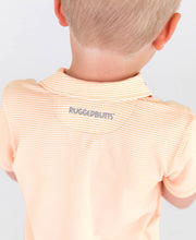 Load image into Gallery viewer, Salmon Micro Stripe Knit Short Sleeve Performance Polo: Orange
