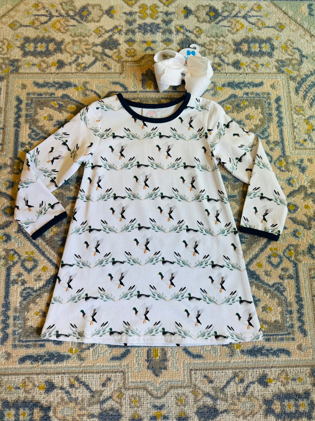 Mannered Mallards Girls Susie Swing LS Dress