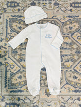 Load image into Gallery viewer, Organic Cotton with Blue Picot Trim Footie
