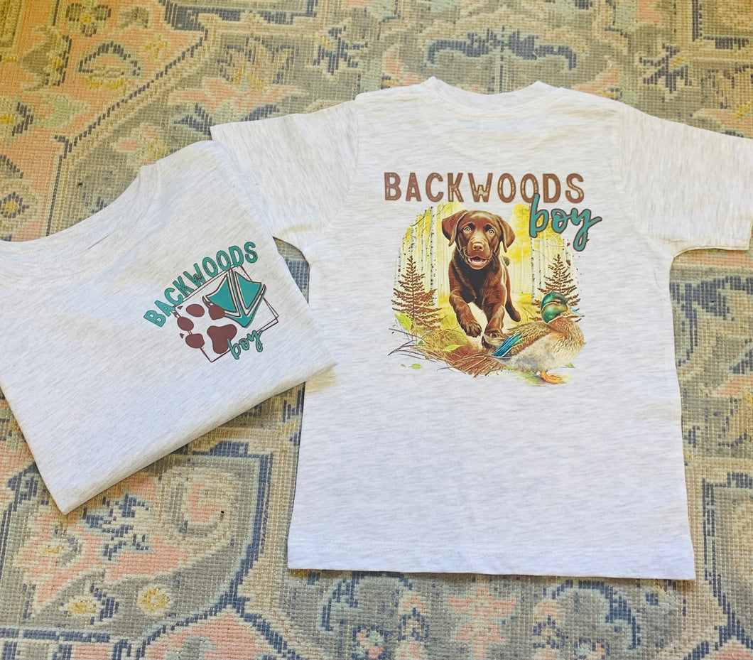 Backwoods Boys Tee- Light Heather Grey