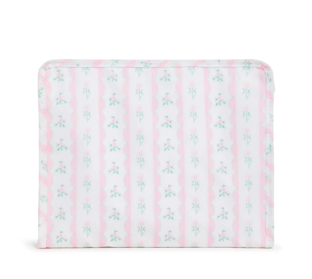 Roadie Large Zip Pouch- Ribbon Floral Pink