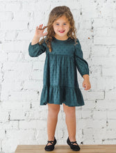 Load image into Gallery viewer, Holiday Sage Long Sleeve Charmeuse Dress - Isobella and Chloe
