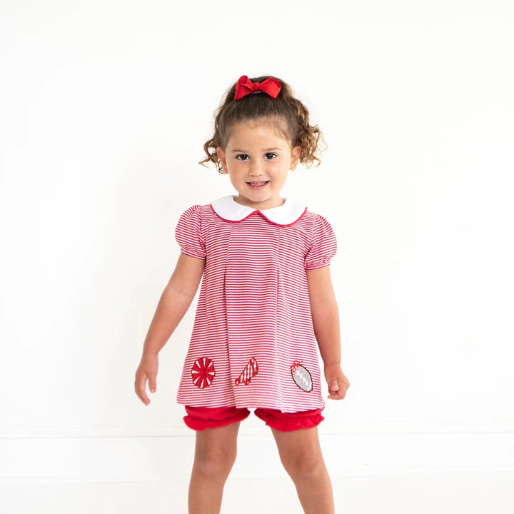 Game Day Pleat Bloomer Set- Red Stripe