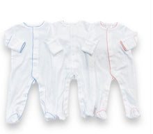 Load image into Gallery viewer, Organic Cotton with Pink Picot Trim Footie with hat
