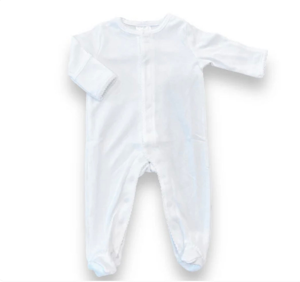 Organic Cotton with Pink Picot Trim Footie with hat