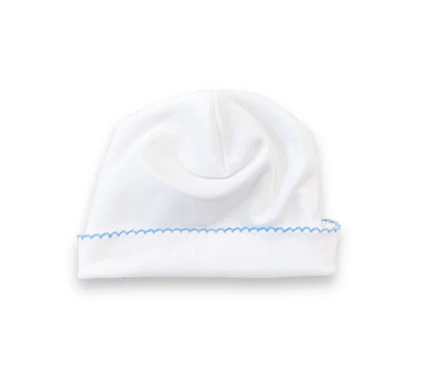 Organic Cotton Blue Picot Trim Hat