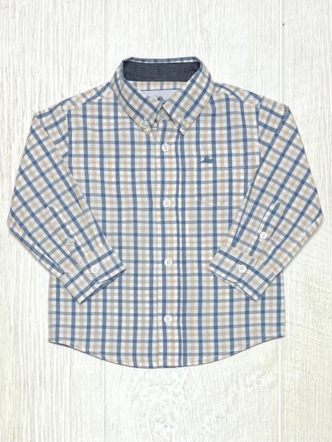 Southbound - Blue and Khaki long sleeve Destin dress shirt