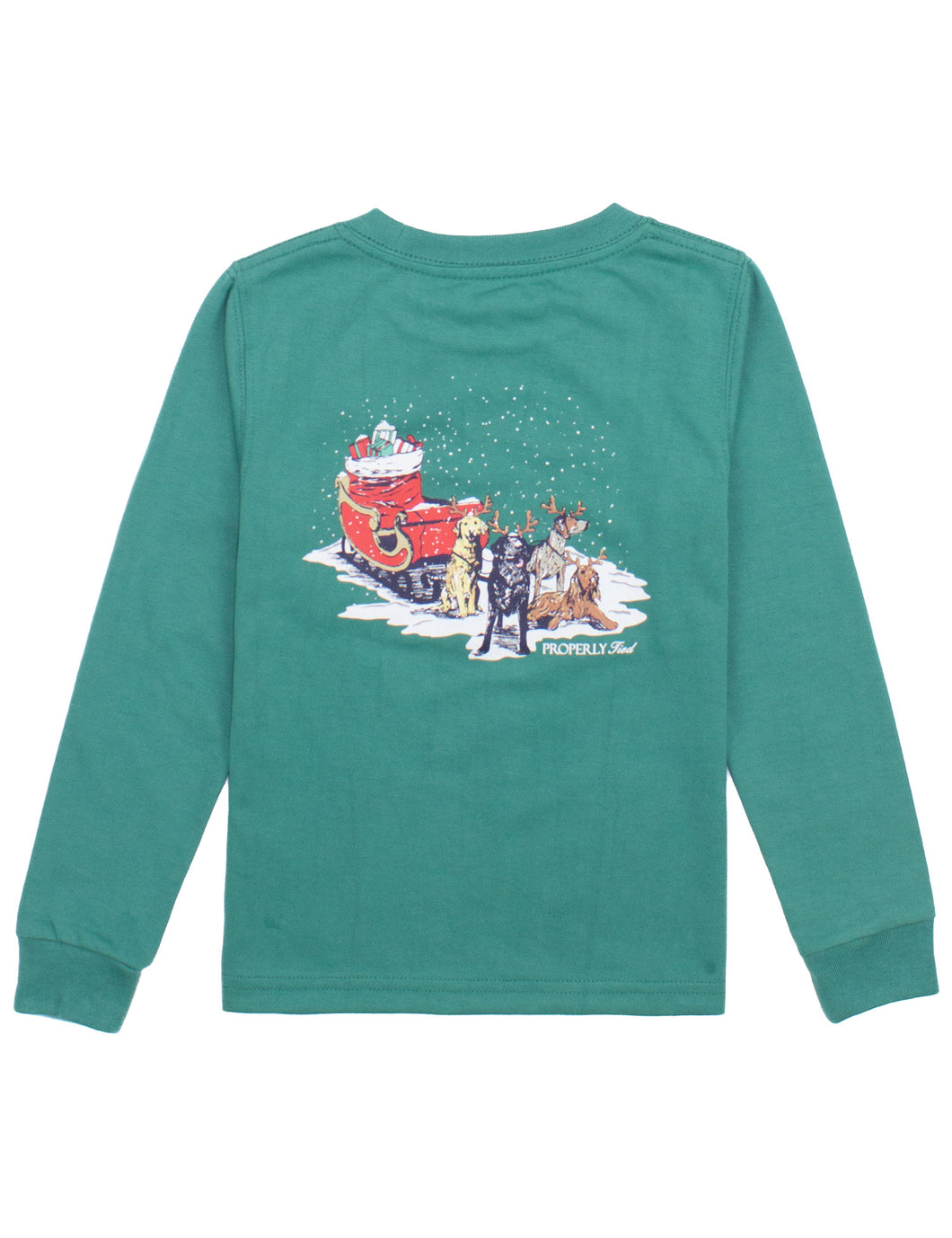 Properly Tied-Long Sleeve Sleigh Dogs- Teal