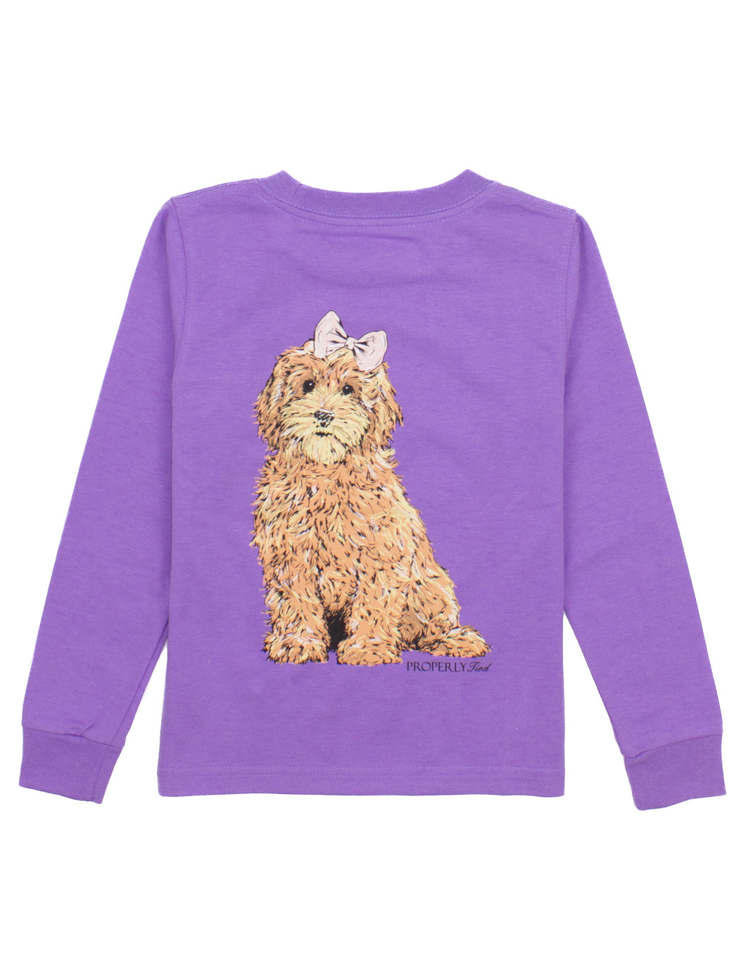 Properly Tied-Long Sleeve Goldendoodle Light Purple Tee