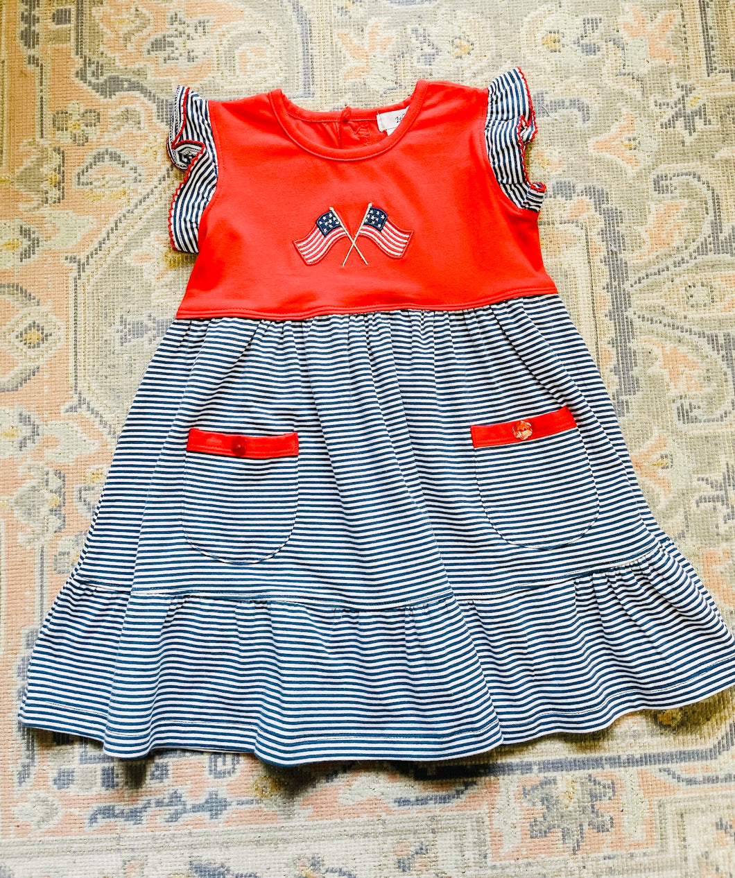Ishtex - American Flag Applique Dress with pockets