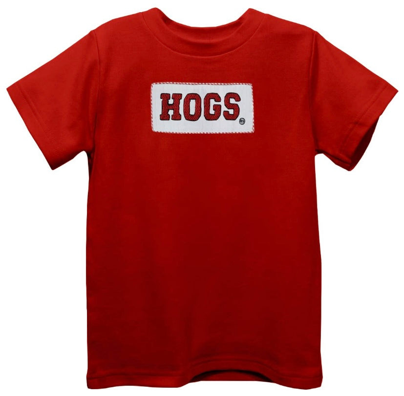 Arkansas Razorbacks Smocked Red Knit Short Sleeve Boys