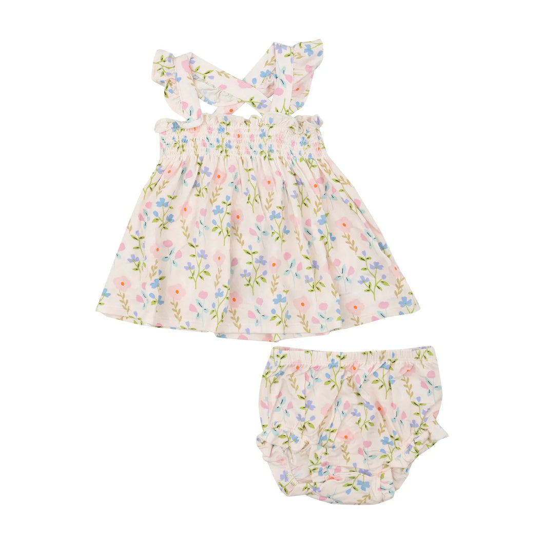 Simply Floral Ruffle Strap Smocked Top and Diaper Cover