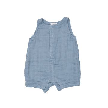 SHORTIE ROMPER - SOLID MUSLIN SOFT CHAMBRAY