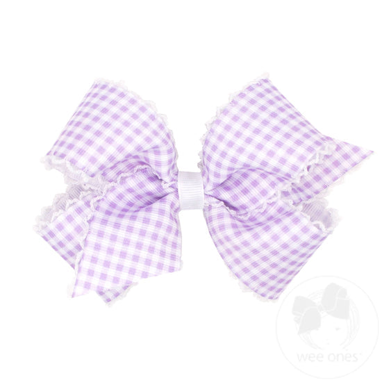 Wee Ones - Gingham Moonstitch Bow - Purple