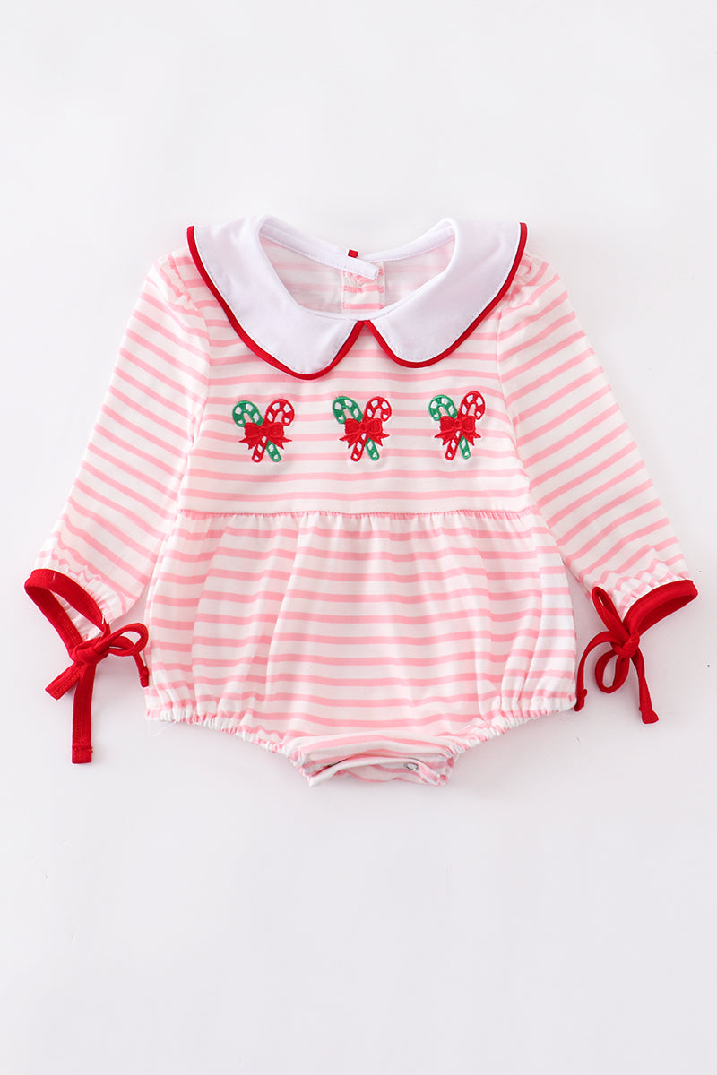 Pink Candy Cane Girl's Romper