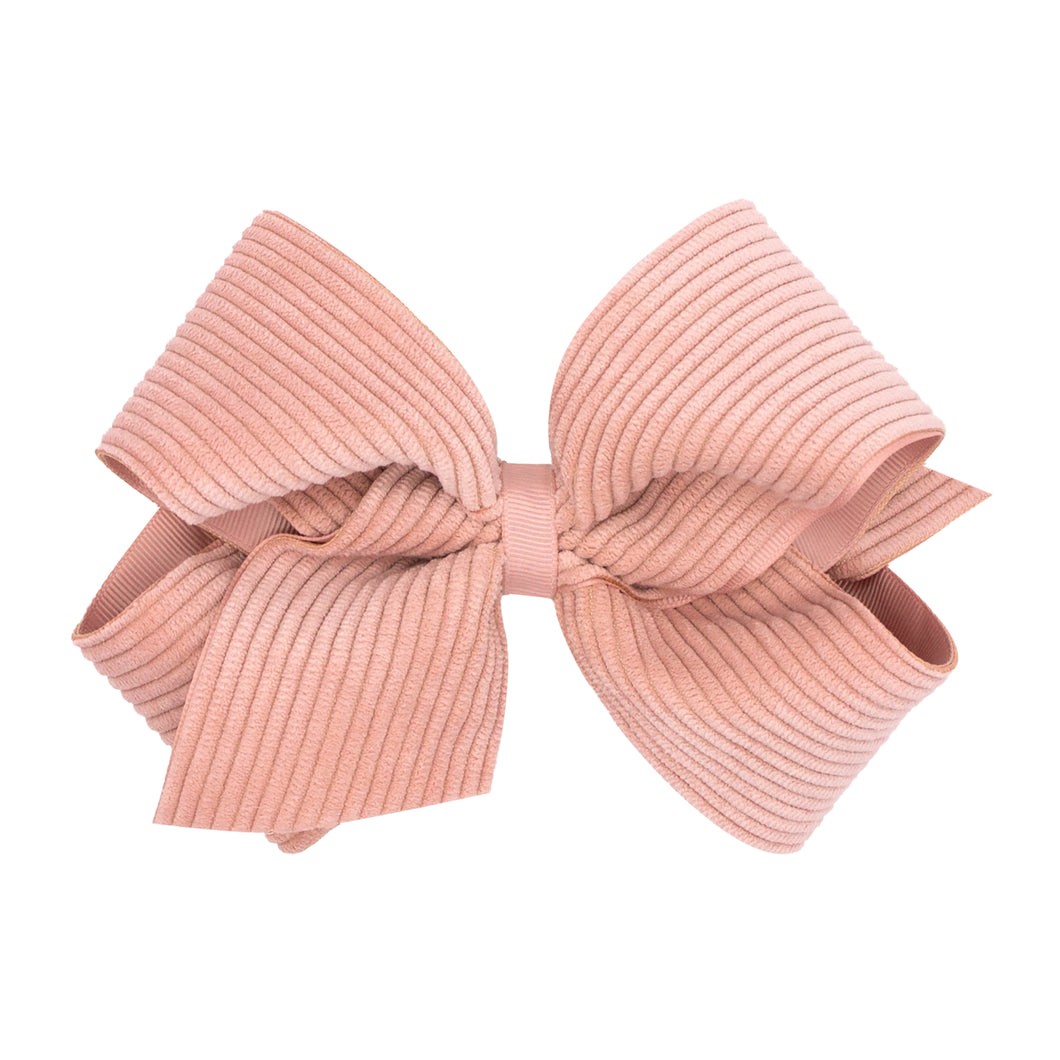 Sweet Nectar King Grosgrain Hair Bow with Wide Wale Corduroy Overlay