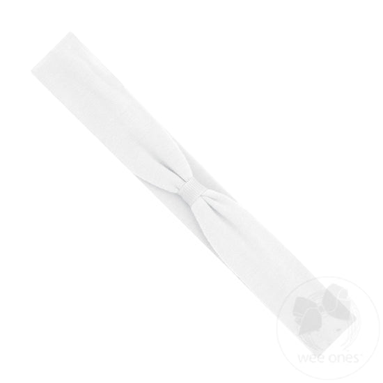 Wee Ones -  Add-a-Bow Cotton Jersey Baby Girls Hair Wrap - White
